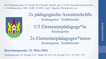Stellenausschreibungen - Kindergarten / Krabbelstube
